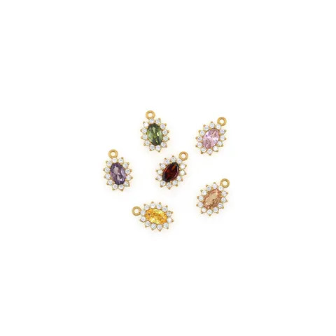 18K Gold Plated Copper Oval Pendant Exquisite Zirconia Halo Sunflower DIY Jewelry Finding For Necklace Bracelet Accessories