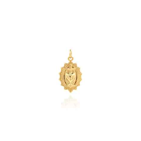 18K Gold Plated Copper Zirconia Sacred Heart Pendant Oval Sunburst Cross Heart Anchor DIY Necklace Jewelry Making Accessory