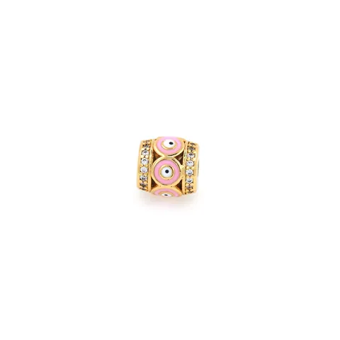 18K Vergoldetes Kupfer Böser Blick Abstandshalter Charm Perle Mit Mikro Zirkonia Emaille Für DIY Schmuckherstellung Armband Halskette Damen