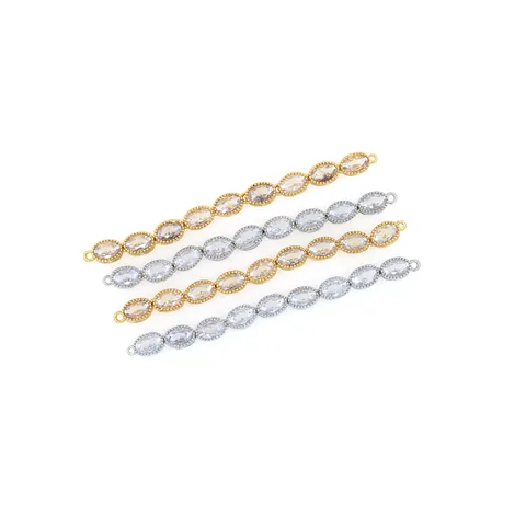 18K Vergoldeter Kupfer Ovaler Zirkonia Stabverbinder Glieder Für DIY Schmuckherstellung Armband Halskette Zubehör Elegante Fundstücke