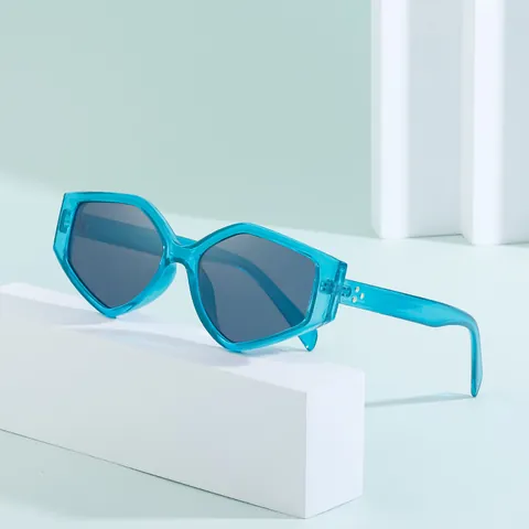 Occhiali da Sole Geometrici a Poligono alla Moda Donna Uomo Montatura Intera in PC UV400 Street Style Fashion Esagono