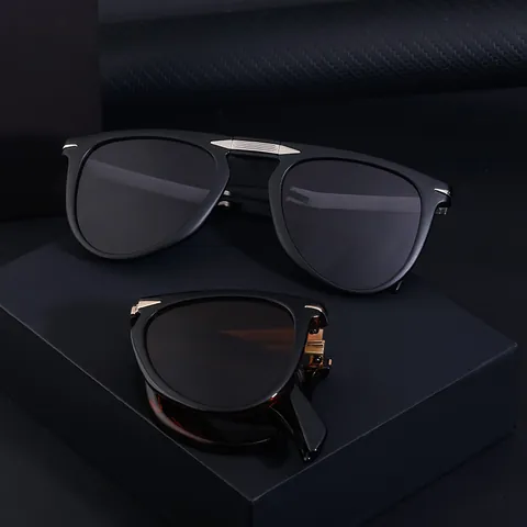 Occhiali da Sole Polarizzati Pieghevoli da Uomo Protezione UV400 Aviatore Montatura in Metallo Moda Guida All'aperto