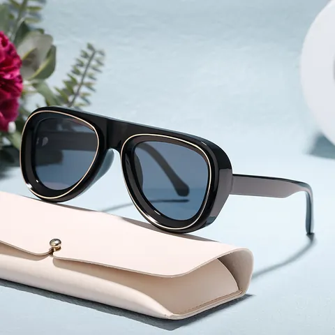 Retro Pilot Sonnenbrille Für Damen Herren UV400 Schutz Mode Dicke Rahmen PC Brillen Zum Fahren Reisen Outdoor Party