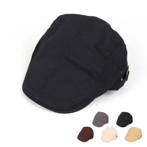 Boina Retro de Mezcla de Algodón Color Sólido para Hombre Mujer Ajustable Transpirable Gorra Plana Ivy Cap Accesorio Casual
