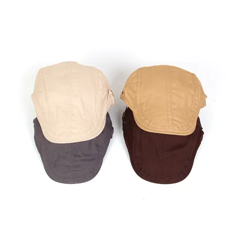 Boina Retro de Mezcla de Algodón Color Sólido para Hombre Mujer Ajustable Transpirable Gorra Plana Ivy Cap Accesorio Casual