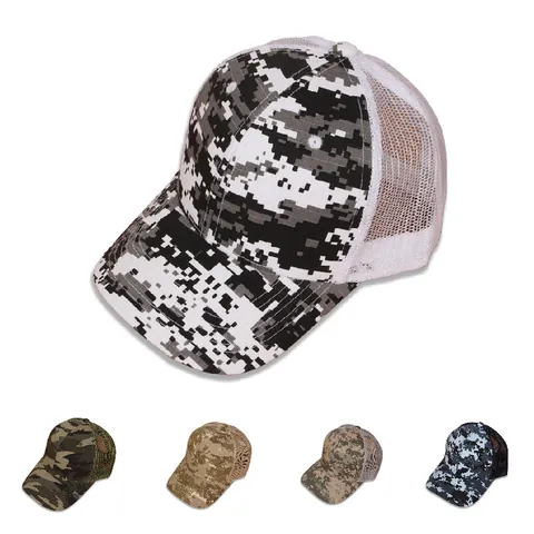 Donna Uomo Estate Outdoor Casual Mimetico Rete Berretto da Baseball Parasole Traspirante Cappello Trucker Cotone Poliestere Regolabile