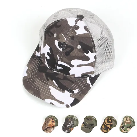 Berretto da Baseball Mimetico Estivo all'Aperto Traspirante Mesh Trucker Hat Protezione Solare Regolabile Camo Cappello Sportivo Uomo Donna