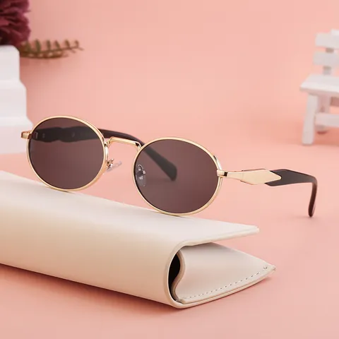 Retro Oval Sunglasses For Women Trendy Small Frame PC Metal UV400 Gradient Lens Fashion Sunglasses For Travel Driving Party