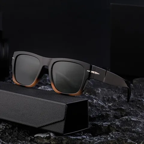 Polarized Square Frame Sunglasses Men Vintage PC TAC Lens UV400 Outdoor Driving Fishing Sports Fashion Sun Glasses