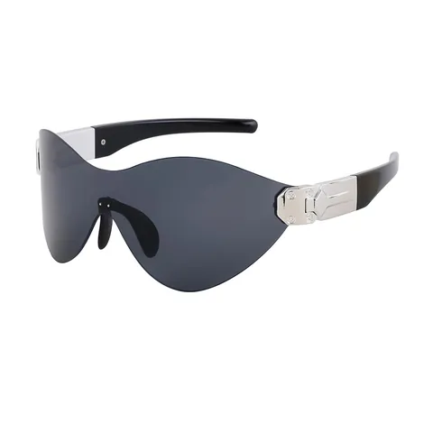 Trendige Einteilige Shield Sonnenbrille Für Herren Damen Übergroße PC Linse Legierung Scharnier UV400 Winddicht Reiten Sportbrille Outdoor Brille