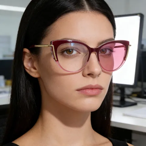 Gafas de Sol de Ojo de Gato para Mujer Fotocromáticas Marco de PC Metal Bloqueo de Luz Azul UV400 Cambio de Color Moda