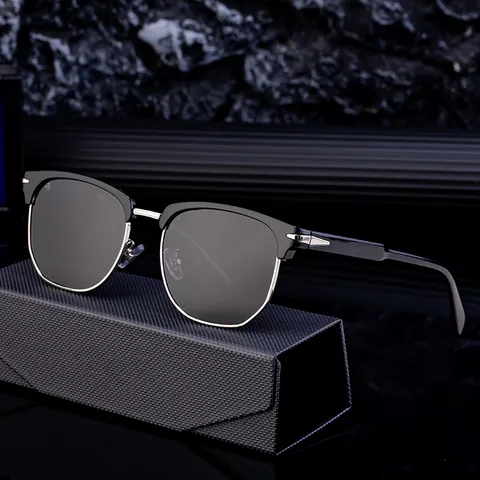 Square Polarized Sunglasses For Men Retro Half Frame TAC Lens TR Metal Frame UV400 Outdoor Fashion Sun Glasses DL-D6376