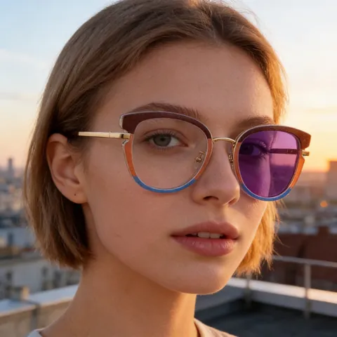 Gafas de Sol Fotocromáticas Cuadradas para Mujer Montura de Metal TR Bloqueo de Luz Azul UV400 Lentes de Degradado para Dama
