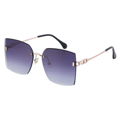 Luxury Rimless Square Sunglasses For Women Nylon Gradient Lenses UV400 Protection Metal Chain Temple Fashion Sunglasses