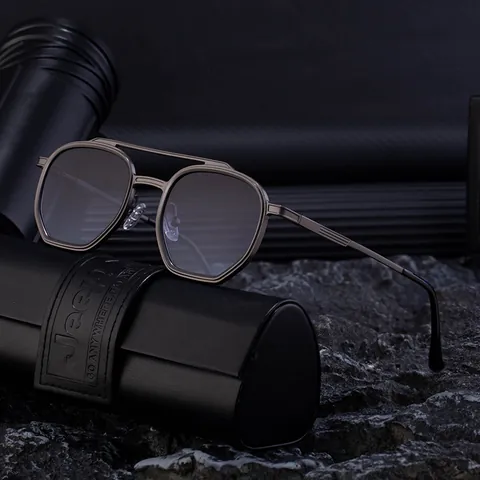 Men Retro Square Double Bridge Metal Frame Sunglasses UV400 Fashion Polygonal Sun Glasses For Driving Travel Outdoor Party