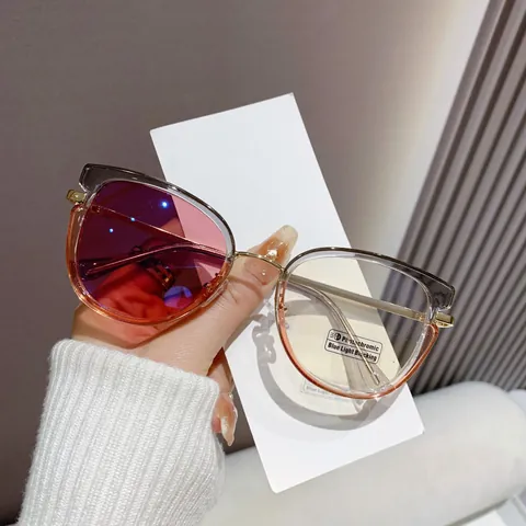 Gafas de Sol Fotocromáticas Cuadradas para Mujer Montura de Metal TR Bloqueo de Luz Azul UV400 Lentes de Degradado para Dama