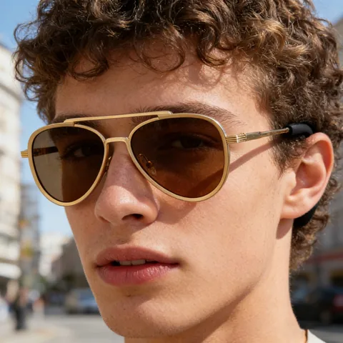 Fashion Aviator Sunglasses Metal Frame UV400 Protection Double Bridge Outdoor Driving Eyewear For Men Women Trendy Shades