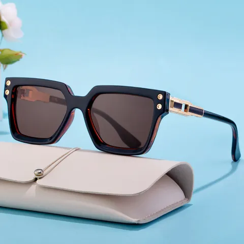 Square Frame Sunglasses For Men Women PC Frame Hollow Metal Temple UV400 Protection Outdoor Cycling Driving Fashion Eyewear
