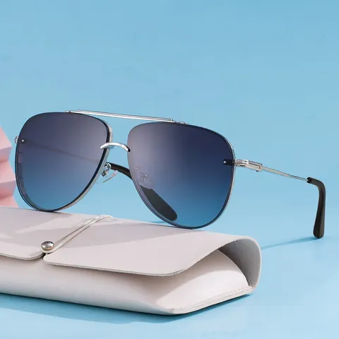 Lunettes de Soleil Aviateur Classiques pour Hommes Femmes Monture en Métal Lentille PC UV400 Dégradé Double Pont Mode Rétro