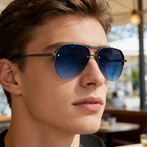 Klassieke Aviator Zonnebril Voor Heren Metalen Frame UV400 Bescherming Piloot Zonnebril Half Frame Mode Buiten Rijden Brillen
