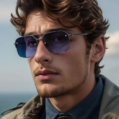Fashion Half Frame Metal Sunglasses Men Retro Double Bridge UV400 Protection PC Lens Sunglasses Outdoor Driving Eyewear