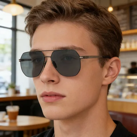 Men Square Polarized Sunglasses Nylon Lens Metal Frame UV400 Protection Double Bridge Outdoor Fashion Sunglasses For Driving