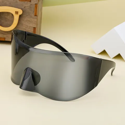 Gafas De Sol Shield De Una Sola Pieza De Gran Tamaño Futurista Y2K Deportes Equitación Gafas De Sol UV400 Espejo De Mercurio PC Gafas A Prueba De Viento Para Hombre Mujer