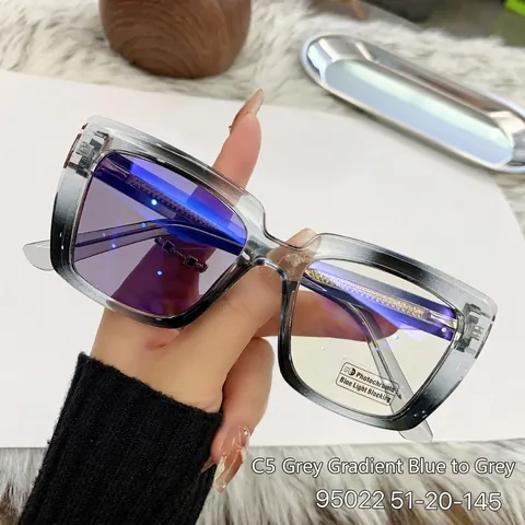 Gafas de Sol Fotocromáticas de Ojo de Gato a la Moda para Mujer Bloqueo de Luz Azul Gafas Ópticas Protección UV400 Montura Grande