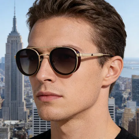 Vintage Oval Frame Steampunk Sunglasses For Men Women Double Bridge Metal Plastic UV400 Sun Protection Retro Fashion Eyewear