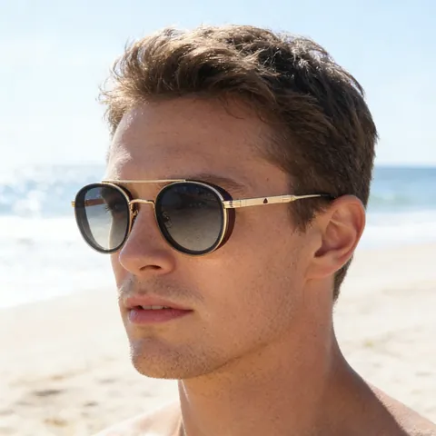 Vintage Oval Frame Steampunk Sunglasses For Men Women Double Bridge Metal Plastic UV400 Sun Protection Retro Fashion Eyewear