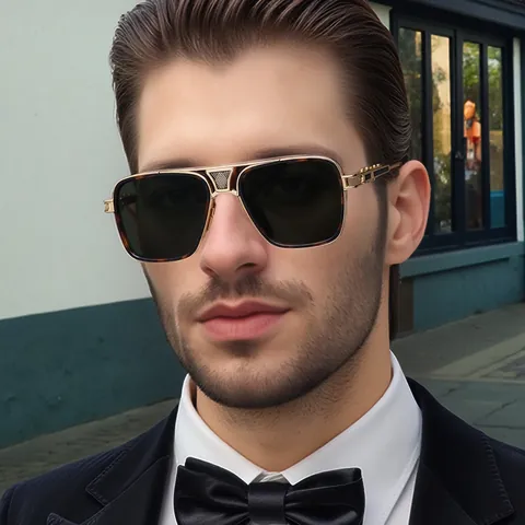 Men Vintage Square Sunglasses Metal Frame UV400 Protection Retro Industrial Style Fashion Outdoor Sun Glasses For Men Women