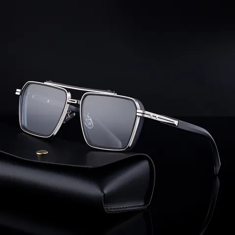 Vintage Square Sunglasses For Men Retro Punk Style Metal Frame UV400 Driving Sunglasses Fashion Outdoor Casual Eyewear