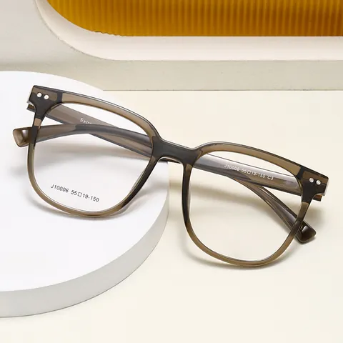 Retro Vierkant TR90 Optisch Brillenglasmontuur Voor Heren Dames Groot Montuur Mode Klinknagel Decoratief Bijziendheid Bril J10006