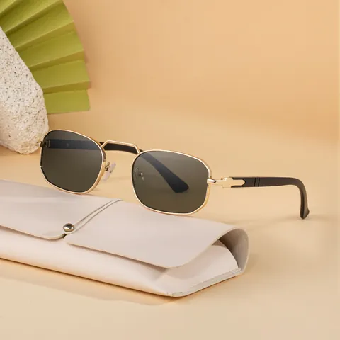 Occhiali Da Sole Retrò Quadrati In Metallo Per Uomo Protezione UV400 Moda Occhiali Da Sole Rettangolari Per Viaggi Guida