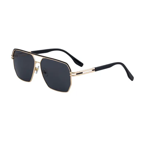 Retro Quadratisch Doppelsteg Metallrahmen Sonnenbrille Für Herren UV400 Schutz Mode Outdoor Fahren Leichte Brille