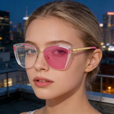 Gafas de Sol Fotocromáticas de Ojo de Gato para Mujer Marco de TR y Metal Lentes que Cambian de Color Protección UV400