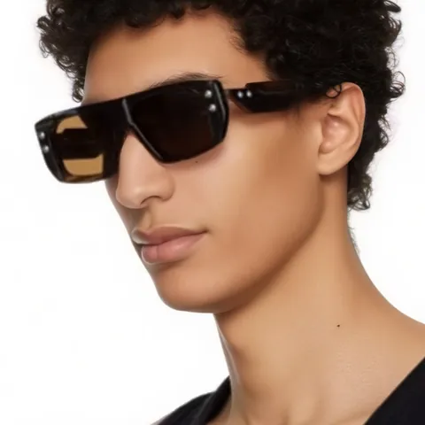 Modern Square Frame Sunglasses For Men UV400 Protection PC Metal Rivet Industrial Style Outdoor Driving Sun Glasses