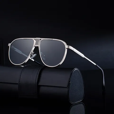 Vintage Aviator Sunglasses For Men Matte Metal Frame Double Bridge UV400 Protection Driving Fashion Sun Glasses