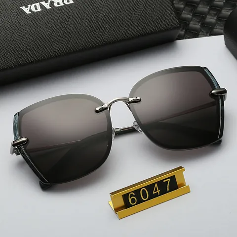 Fashion Women Oversized Polarized Sunglasses TAC Lens Frameless Square Rimless Eyewear UV400 Protection Metal Frame Glasses