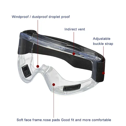 Safety Goggles Anti-Fog Windproof Dustproof Protective Eyewear With Adjustable Elastic Strap For Lab Industrial Outdoor