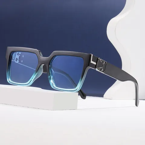 Gafas de Sol de Moda con Montura Cuadrada para Mujeres Hombres PC Protección UV400 Retro Gafas de Sol de Montura Grande Estilo de Diseñador de Lujo
