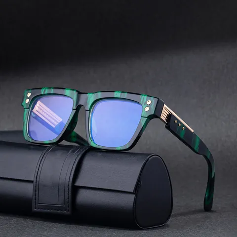Vintage Square Frame Photochromic Sunglasses For Men Women UV400 Anti Blue Light Outdoor Fashion Driving Metal Hinge Eyewear