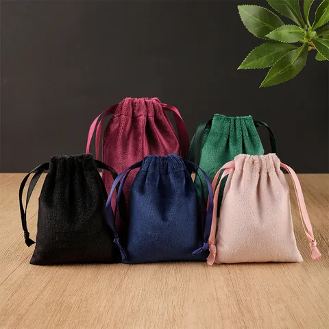 Soft Velvet Drawstring Jewelry Bags Elegant Jewelry Pouches For Necklace Earrings Gift Packaging Wedding Party Storage Pouch