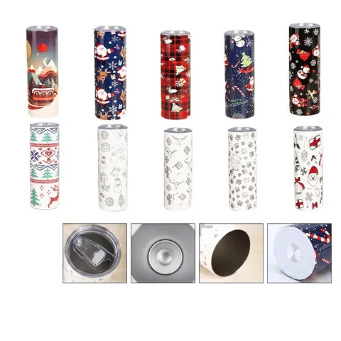 Stainless Steel Vacuum Insulated Tumbler With Lid Christmas Cartoon Pattern Travel Mug Portable Reusable Cup