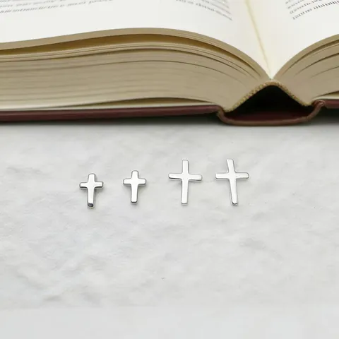 925 Sterling Silver Cross Stud Earrings Polished Small Tiny Plain Silver Earring For Women Men Minimalist Daily Jewelry Gift