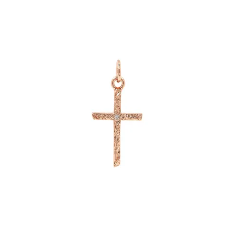 Hammered Copper Zirconia Cross Pendant Religious DIY Jewelry Charms For Necklace Bracelet Making Gold Rose Gold Silver Black Accessories