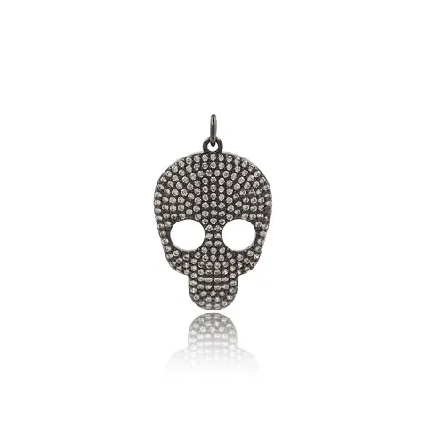 Gothic Skull Head Pendant Copper Zirconia Charm For DIY Necklace Bracelet Making Hip Hop Jewelry Accessories For Men Women