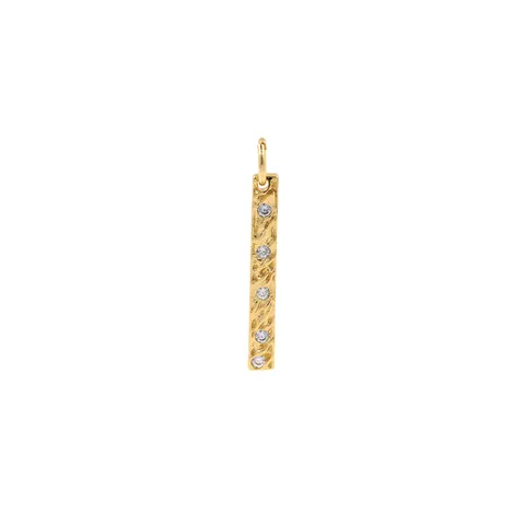 Colgante Solo Sin Cadena de Barra Rectangular Vertical con Textura Martillada de Cobre Bañado en Oro con Zirconia Incrustada para Hacer Joyas Collar Pulsera DIY Mujeres