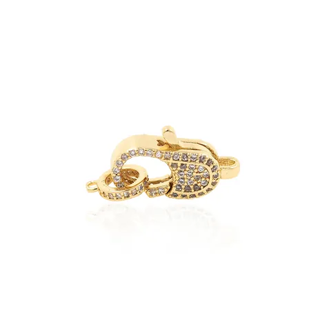 Exquisite Zirconia Pave Lobster Clasp For Jewelry Making Copper Gold Plated Fastener Connector For Necklace Bracelet DIY Craft Supply