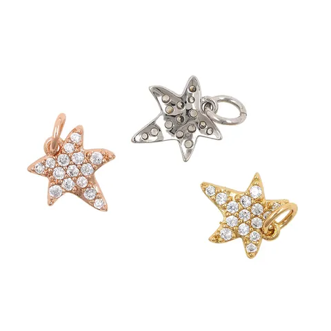 Starfish Pendant Gold Plated Copper Zircon Ocean Series DIY Necklace Bracelet Accessories Jewelry Making Findings